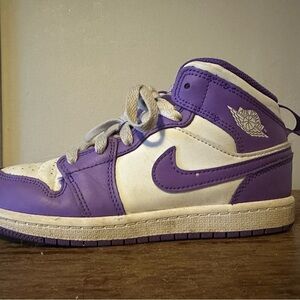 Purple and White High-Top Nike Sneakers